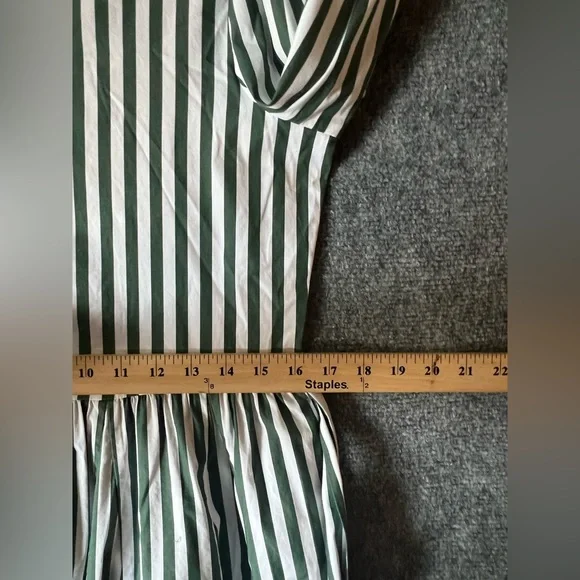 Maje Paris women striped Dress Greenwhite flared skirt formal coquette 32”waistM - Picture 5 of 16